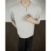 2026 Verano Nuevo Hombre Media Cremallera Cuello Henley Gama Alta Hombro Normal Manga Corta Estilo Americano Holgado Camiseta Top Pareja