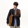 Cardigan suéter retrô estilo americano com zíper duplo, nova coleção de outono, unissex, modelagem solta, top de malha simples com uma vibe relaxada