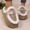 Zapatos de Algodón Peludos Nuevos 2024 para Mujer, Calientes de Invierno, Suela Gruesa, Pantuflas de Exterior
