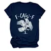 Amazon Ebay Sitio Independiente de Moda Única para Mujer F Caw F Cuello Redondo Manga Corta Camiseta Transfronteriza