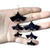Pendientes con personalidad de moda europea y americana, nuevo diseño, acrílico negro, pendientes de murciélago de Halloween, pendientes transfronterizos, joyería