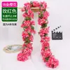 Rosa Artificial Flor Falsa Guirlanda Pendurada na Parede Enrolada em Tubos de Água de Ar Condicionado para Bloquear e Decorar Teto da Sala de Estar Plantas de Plástico