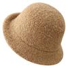 Sombrero de Cubo de Punto para Otoño e Invierno para Mujer, Sombrero de Cúpula Versátil con Textura de Terciopelo de Cordero, Sombrero de Pescador de Borde Torcido de Color Puro Estilo Coreano, Artístico