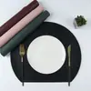 Mantel Semi-Circular Impermeable y Resistente al Aceite de Piel Sintética PU, Color Sólido, Mantel Aislante Térmico Estilo Ins, Artículos para Hotel y Hogar, Base para Plato