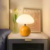 Lámpara de mesa tricolor regulable, lámpara de hongo, luz nocturna vintage de cristal, lámpara de ambiente romántico para niñas, lámpara de mesita de noche para dormitorio