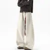Pantalones casuales de retazos deconstruidos estilo americano para hombre, pantalones de trabajo holgados de moda para otoño, pantalones vintage holgados de pierna ancha