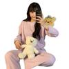 240g Pijama Derong Outono e Inverno Coreano Cor Pura Ins Simples Preguiçoso Casual Usável Quente Gola Redonda Roupa de Casa
