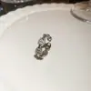Anillo de apertura de doble capa con diseño de personalidad de estilo coreano con circonitas y serpiente de amor, anillo de dedo de metal estilo frío, joyería