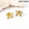 Pendientes de Aro Dorados Transfronterizos con Lazo Pendientes de Lazo para Mujer, Acero de Titanio Lujo Ligero Aretes de Acero Estilo Francés con Cinta