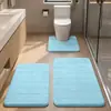Juego de tres piezas de chenilla de color liso para baño y WC, alfombrilla de suelo antideslizante y absorbente de agua, felpudo para el hogar para la puerta del baño