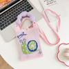 Bolso para teléfono móvil de punto con dibujos animados de amor para mujer, estilo coreano, bandolera de un solo hombro, monedero de viaje, bolso pequeño