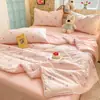 Colcha Fresca de Verano, Colcha Individual de Algodón Puro para Aire Acondicionado, Colcha Delgada Lavable a Máquina, Juego de Cuatro Piezas de Colcha de Verano para Dormitorio Estudiantil
