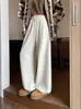 Estilo novo de 2026, calças de corte reto, folgadas e de perna larga para mulheres, coleção de inverno, forradas com fleece e espessadas, compridas e versáteis, calças casuais