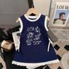 Vestido Infantil Verão Novo Estilo Coreano Menina Fofa Desenho Animado Sem Mangas Colete Vestido Moda Saia Camiseta Tendência