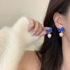 Pendientes de plata S925 con forma de aguja y lazo azul Klein, pendientes de amor con nicho, pendientes retro con temperamento, pendientes con clip para las orejas