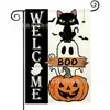 Bandera de Jardín de Halloween Más Vendida de Amazon con Estampado de Calavera Material de Lino Decoración de Fiesta Americana Bandera de Jardín