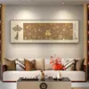 Pintura Decorativa de Pared de Fondo de Sofá Rojo Estilo Chino con el Carácter "Fu" para la Sala de Estar, Imagen Festiva de "Fu", Mural de Año Nuevo