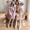 Meias de Coral Fleece Femininas Ursinho Fofo ins Tendência Meia de Cano Médio Feminina Inverno Espessadas Forradas com Fleece Meias de Casa Lua para Dormir