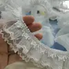 Encaje de Encaje de Malla de Doble Capa Ancho 4cm Seda de Leche Bordado Adorno Ropa Ropa de Bebé Decoración de Accesorios de Juguete