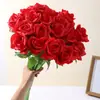 Flores Artificiais de Rosa de Cabeça Única Simuladas, Buquês de Rosas de Tecido Multicor, Decoração de Casa, Arranjos de Casamento, Flores Artificiais Atacado