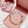 Camélia Amazon transfronteiriço nova moda cubo de açúcar Diamante casal anel Star River brilhante irregular terno de gema