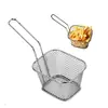 Fabricante en stock canasta para alimentos fritos canasta para papas fritas tamaño pequeño piezas de pollo frito alas de pollo frito canasta de malla para snacks