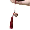 Linterna Hueca de Sándalo Estilo Antiguo con Borla Roja Colgante para Teléfono Móvil, Bola de Saquito, Accesorio Portátil para Hombres y Mujeres
