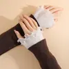Guantes Dulces de Encaje Estilo Japonés para Niña Creativos de Encaje Multicapa Manga de Campana Guantes Decorativos para Cuello Otoño e Invierno Manga Larga