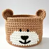 Cesta de Armazenamento de Desenho Animado feita à mão em Crochê, Cesta de Armazenamento Diversos para Cabeceira de Bebê, Cesta de Armazenamento de Animal Fofo