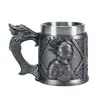 Caneca de Cerveja de Guerreiro Medieval Europeu Criativa de Guerreiro Medieval Grande Capacidade Retro Caneca Guerreiro e Dragão