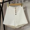 2025 Novos Calças de Perna Larga Slim Casuais de Cintura Alta para Mulheres Verão Shorts Assimétricos de Tecido de Terno Linha A Ins Hot Pants