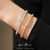 Pulsera con cierre rectangular de circonia chapada en oro real de 18 quilates, versátil para el uso diario, joyería de nicho de lujo ligero