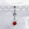 Anillo para ombligo rojo con colgantes de estrella, cruz, sol, adornos para ombligo, joyería para perforaciones transfronteriza, venta al por mayor de comercio electrónico