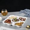 Plato de salmuera, plato de restaurante de hotel, plato de aperitivos de frutos secos, plato de rejilla, rejilla múltiple, cinco rejillas de cerámica azul y azul