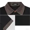 Camisa Polo Patchwork de Lapela Listrada Cleanfit Estilo Americano para Homens, Camiseta Preta de Manga Curta Cleanfit de Alto Padrão para o Verão
