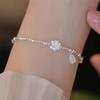Pulsera Fresca de Bambú Loto Plateado Roto Estilo Ins para Mujer Amiga Mejor Amiga Regalo de Pareja Super Inmortal