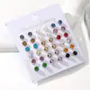 Transfronterizo 18 Pares de Pendientes Sencillos de Perlas Coloridas de Verano para Mujer Set de Pendientes para Fiestas Combinación Pendientes para Niñas Pendientes de Moda