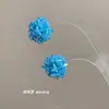 Brincos de Borboleta Vazados Azul e Branco com Franjas Estilo Coreano Design Exquisito Estudante de Arte Lindos Brincos de Gancho para Orelha Brincos para Mulheres
