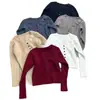 Cardigan Suéter Chaqueta de Punto para Mujer Estilo Coreano Elegante Reductor de Edad Versátil Cuello en V Manga Larga Francés Primavera y Otoño 2025 Moderno