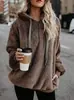 Exclusivo transfronteiriço para comércio exterior europeu e americano, nova blusa de moletom com capuz de pelúcia teddy para outono e inverno, jaqueta corta-vento casual com meio zíper