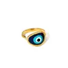 Anillo de Acero Inoxidable con Goteo de Aceite Transfronterizo Nuevo Pulsera Abierta de Oro de 18K con Galvanoplastia al Vacío Europea y Americana Ojo del Diablo