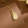 Colar Bolsa da Fortuna de Ouro Luxuosa para Mulheres Pingente de Bolsa da Sorte 18K Corrente Simples para Clavícula Popular para Transmissão ao Vivo