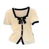 Top Rosa Dulce y Picante de Cuello Cuadrado para Mujer Verano 2025 Nuevo Nicho Único Chic de Alta Gama Camiseta de Manga Corta
