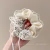 Goma para el pelo dulce floral estilo bosque para mujer, coleta suave y de alta gama estilo coreano, cuerda grande para el pelo, accesorio para el pelo de Ins, accesorio para la cabeza