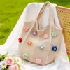 Bolsa Tote de Flores Tecidas Feminina Verão Novo Estilo Bolsa de Ombro Único Grande Capacidade Bolsa de Mão Casual Fashion Versátil Bolsa de Compras