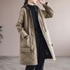 Moda Outono e Inverno Solta Tamanho Grande Roupas Femininas Que Cobrem a Carne e Parecem Emagrecer Look Com Capuz Bolso Grande com Aba Calças Roupas Longas Quentes de Algodão Jaqueta Corta-vento