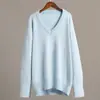 Suéter con cuello en V Transfronterizo para Mujer Otoño e Invierno 2025 Europeo y Americano Color Sólido Suéter Pulóver Versátil Amazon Suéter de Punto Holgado