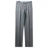 Estación Europea Verano Delgado Algodón Lyocell Dosificación Elástico Suave Transpirable Hombres Gris Negocio Rectos Casuales Pantalones