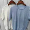 Ropa Femenina Estilo Japonés Primavera y Otoño 2026 Suéter de Punto Casual de Lana Merino Fina con Cuello Redondo y Media Manga Camisa para Aire Acondicionado 483007