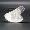 Venta al por mayor de fábrica Placa raspadora de jade en polvo Corazón raspador de cristal Cuidado facial de cristal de masaje de meridianos de jade Piedra de masaje